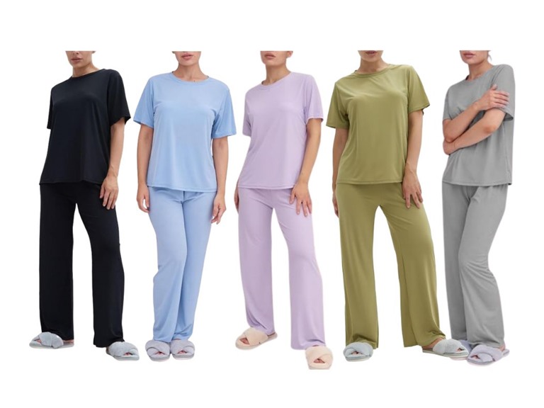 Talmont Women’s Silky Short Sleeve Lounge Pajama Sets (6-Piece)