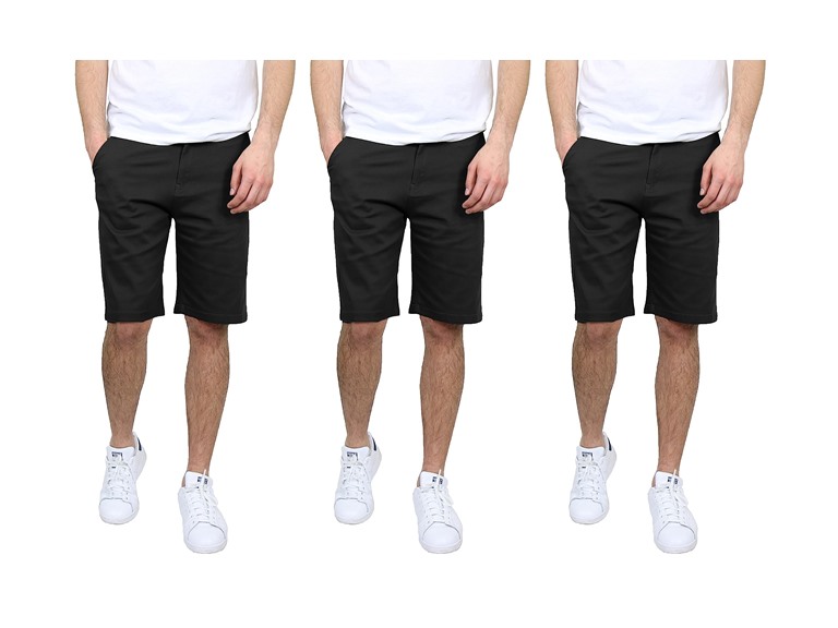 3-Pack Men's Slim Fitting Cotton Flex Stretch Chino Shorts (Sizes, 30-46)
