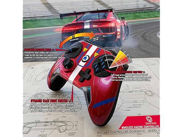 GHOST GEAR Wireless Racing Controller (Red/Blue)