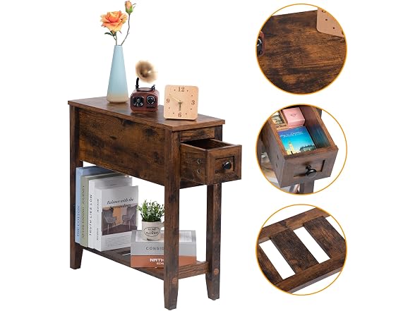 LUSUOWLZ Brown 2 Pack Narrow End Table