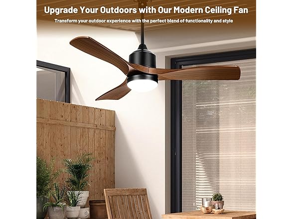 AMZATYI 42 Inch Smart Outdoor Ceiling Fan, Brown