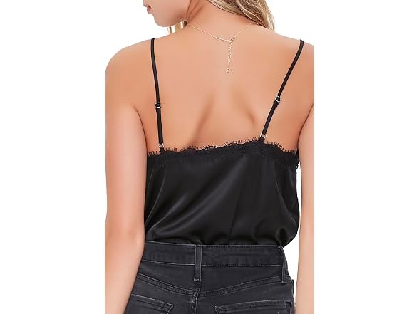 Forever 21 Satin Lace-trim Cami Bodysuit