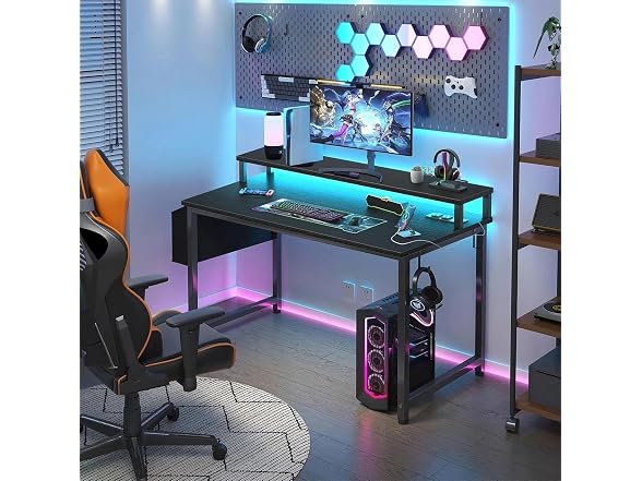 Lufeiya 32in Desk w/Outlets LED Lights