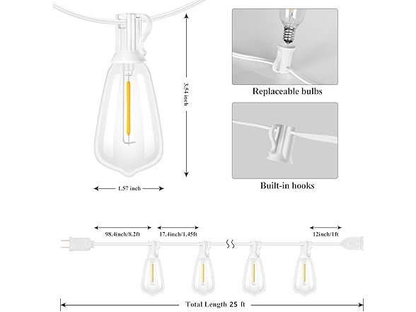 Brightever Outdoor String Lights, Waterproof Connectable