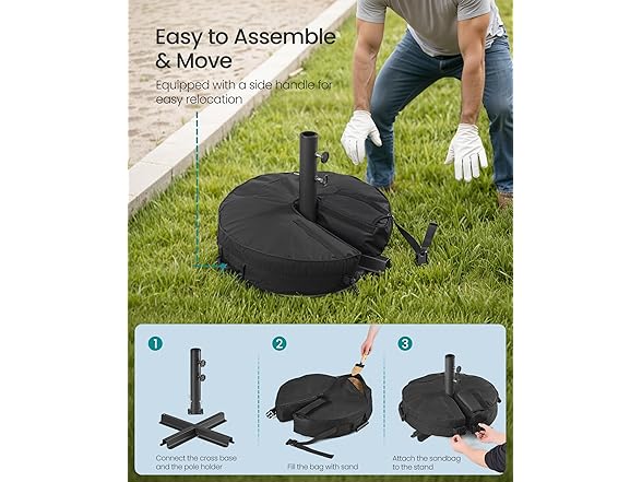 SONGMICS UGUB0041B01 Umbrella Base, Round, Black