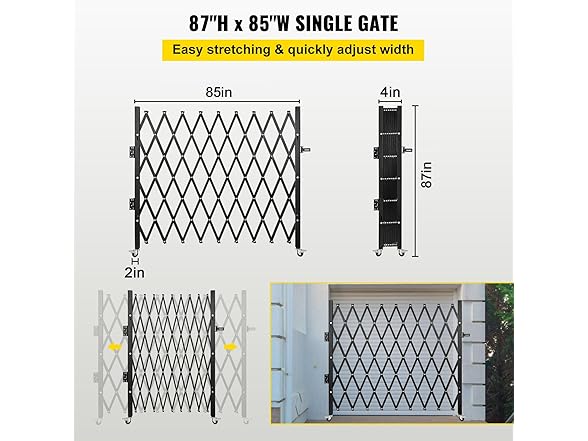 VEVOR Single Folding Security Gate, 7 ft H x 7 ft W