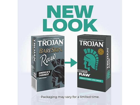 Trojan Raw Thin Latex Condoms for Men 24 Count