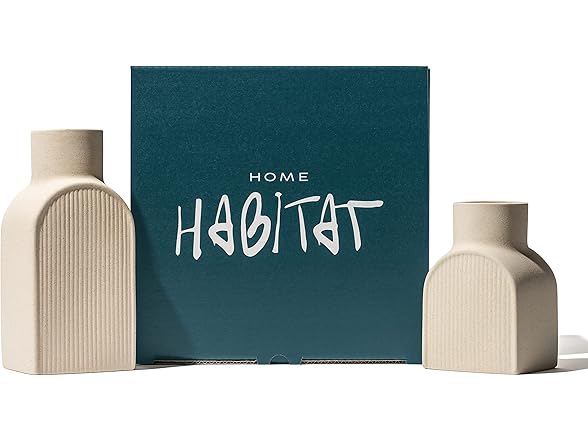 Home Habitat Ceramic Ribbed Vases