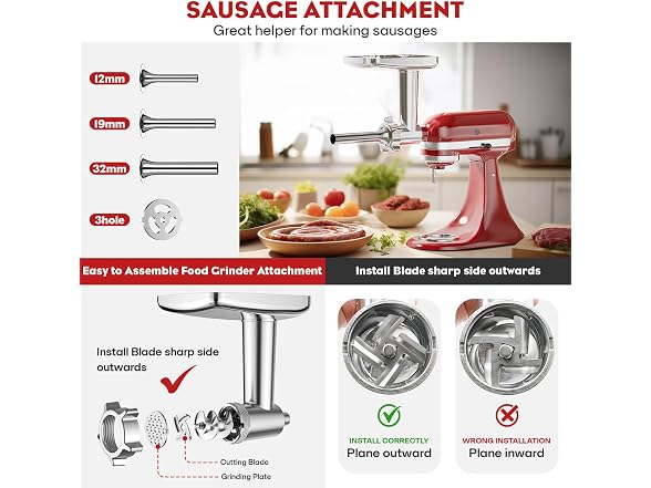 Meat Grinder & Slicer Mixer Attachment