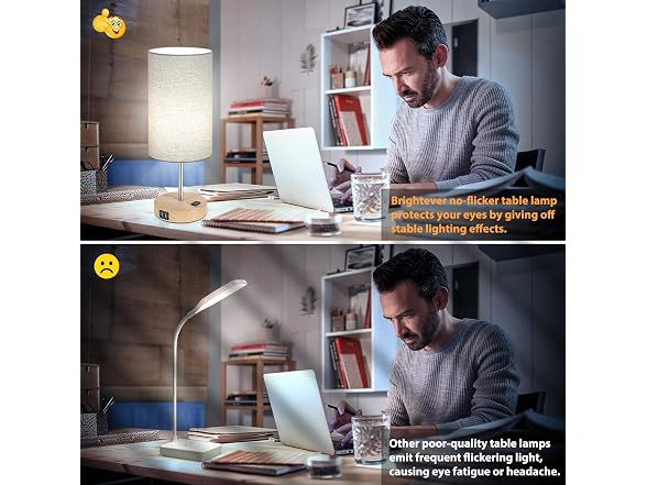 Brightever set of 2 Table Lamps with 2 USB Charging Ports