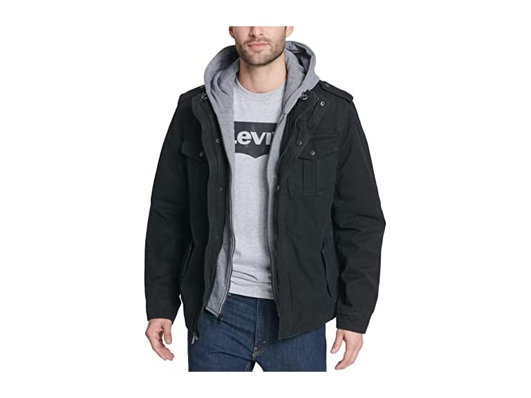 Levi's Men's Washed Cotton Hooded Military Jacket (Regular & Big & Tall Sizes)
