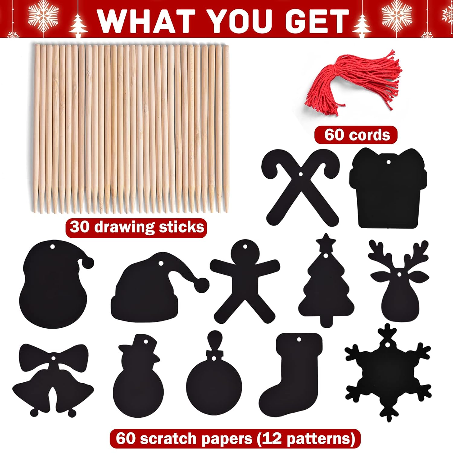 60 Pcs Christmas Scratch Toys for Kid's - Gallery 8