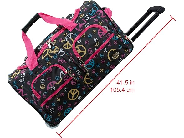 Rockland 22" Polyester Rolling Duffel Bag, Peace