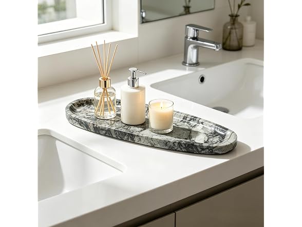 Natural Marble Vanity Tray, 16.6"x4.6"