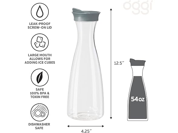 OGGI Clear Carafe w/Flip Open Lid 