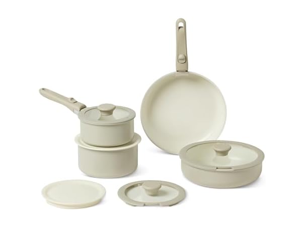 $29.99, Was $55.67, 46% Off! Amazon Basics Ceramic Nonstick Pots and Pans Set dealfomo