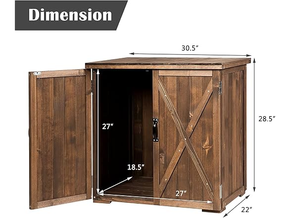GRAFFY Garden Wooden Storage Shed