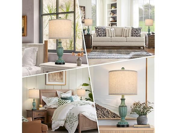 Turquoise Farmhouse Living Room Table Lamps Set of 2