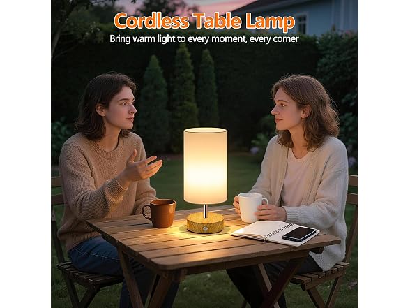 TOBUSA Touch Table Lamp Wood 2 Pack