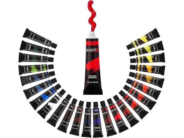 SALVADOR 40 Piece Acrylic Paint Kit, 24 Tubes