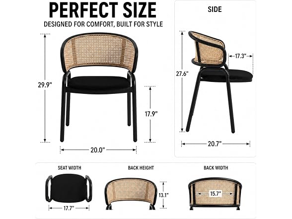 Leisuremod EC20BL Ervilla Dining Chairs