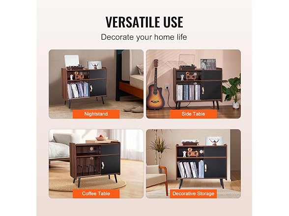 Happybuy Record Player Stand with Power