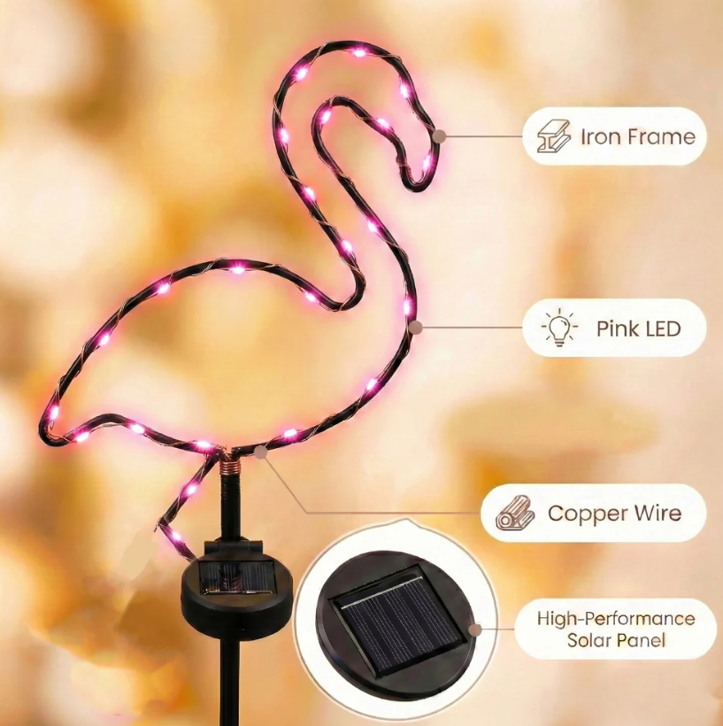 Touch Of ECO Solar Powered LED Garden Stake- Flamingo - Gallery 20
