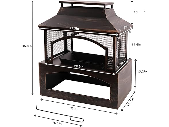 Red Mountain Valley 37" Fire Pits with Wood Storage