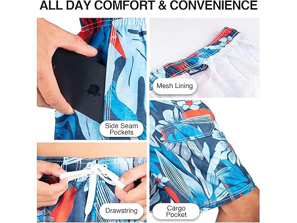 Kanu Men's Navy/Red Swim Trunk (S)