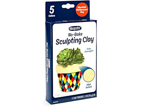 Crayola No Bake Sculpting Clay (5 Colors), 2oz