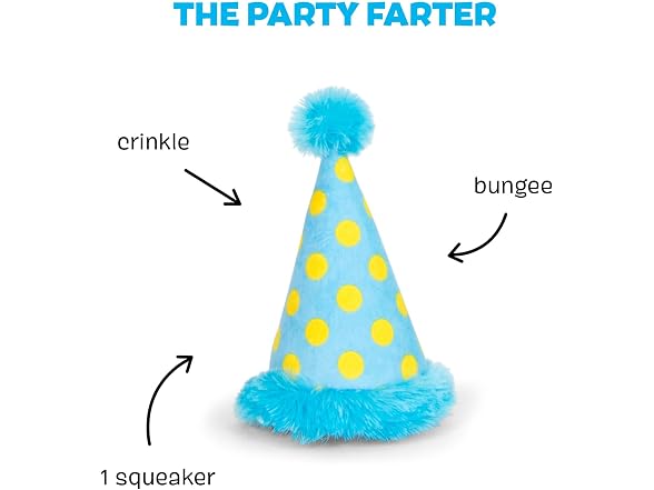 BarkBox The Party Farter Dog Toy | Wearable Party Hat Toy - Gallery 2