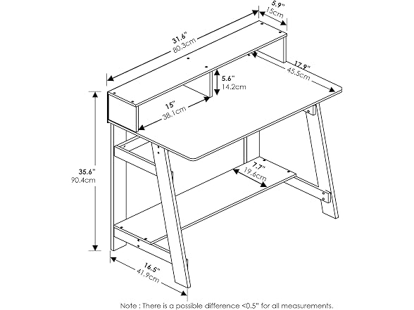 Furinno Simplistic a Frame Computer Desk, Espresso