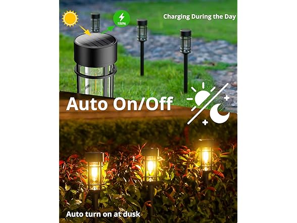 (8 Pack) ILANCK Solar Pathway Lights Outdoor