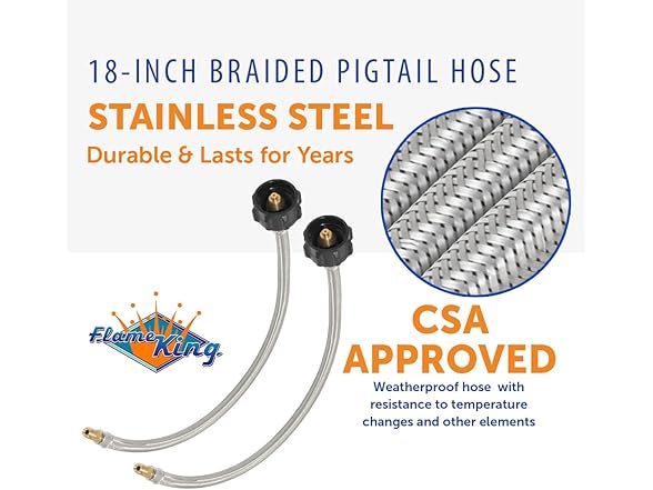 Braided Propane Pigtail Hose, 2pk for RV Regulators
