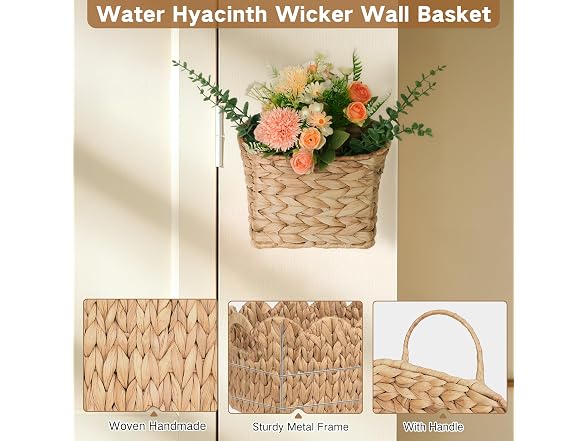 Set of 2 Hanging Basket, Wicker Wall