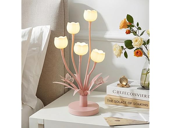 TOBUSA Pink Flower Table Lamp