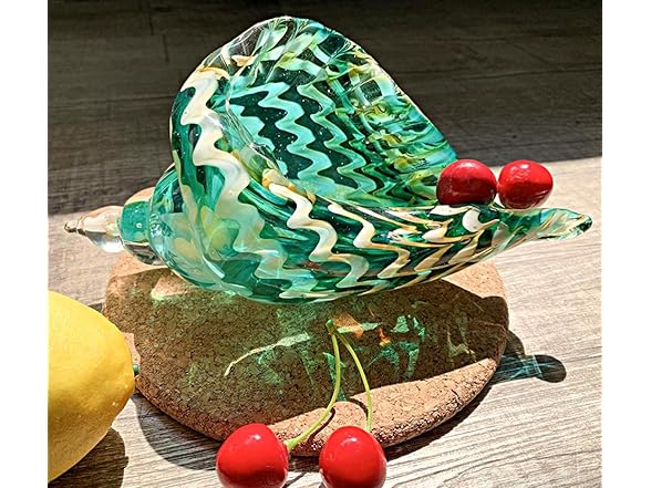 Blue Hand Blown Glass Conch Statue