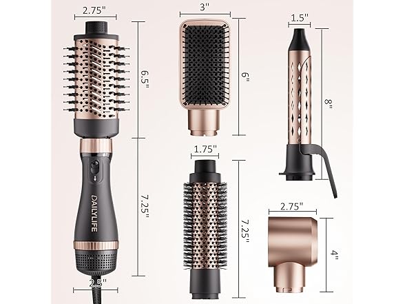 DAILYLIFE Blow Dryer Brush with 5 Attachments