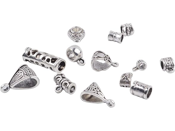 Tibetan Silver Mixed Bail Tube Beads