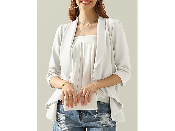 DOUBLJU Lightweight Thin 3/4 Sleeve Open