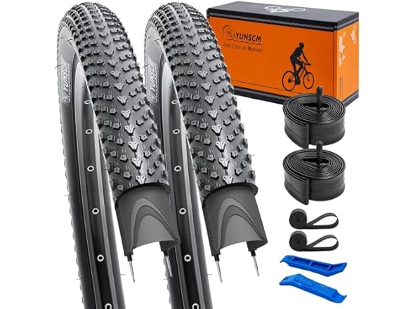 YUNSCM 26x1.95" MTB Tires & Tubes, 2-Pack