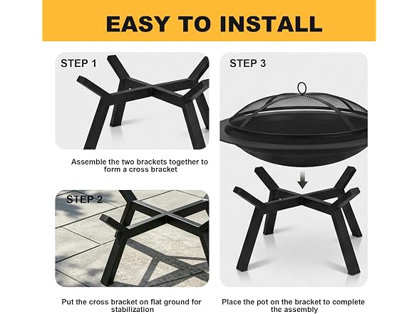 IBGUC Wood Burning Fire Pit Steel Bowl