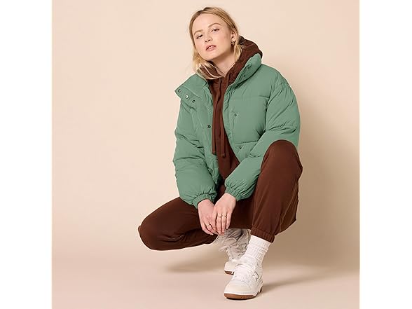 Amazon  Essentials Cropped Puffer Jacket Sage Green 3X