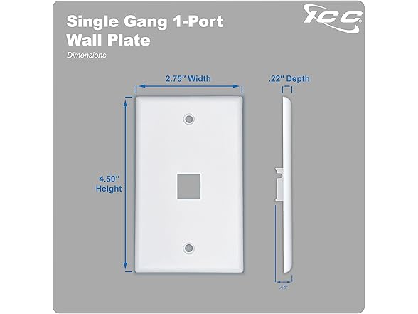 ICC 1-Port Keystone Wall Plate, 25Pk