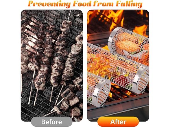 GRUNEN WOLKEN Rolling Grill Baskets 2Pk