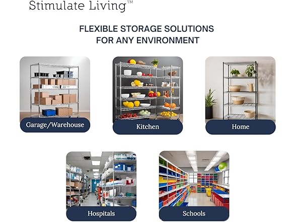 HEAVY DUTY Black 5-Tier Wire Shelving - Gallery 7