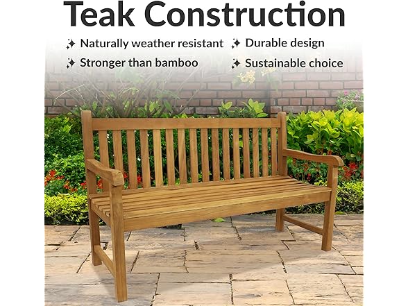 Sunnydaze 2-Person Outdoor Bench - Wood- Mission