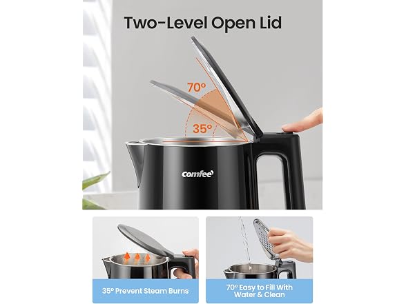 COMFEE' 1.7L Double Wall Electric Tea Kettle - Gallery 5