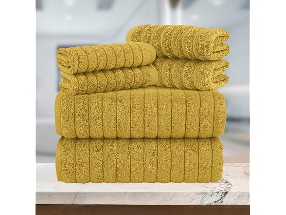Elegant Comfort 100% Turkish Cotton Corduroy Towels, Gold