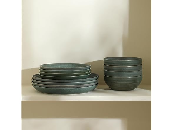 Stone Lain Elio 4-Piece Dinner Plate Set Stoneware, Green